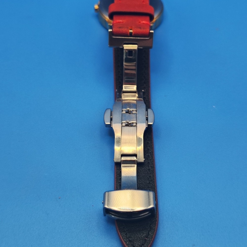 Vintage 2007 Timex Date 35mm Men's Quartz Watch Leather Strap Deployment Clasp - Picture 9 of 10